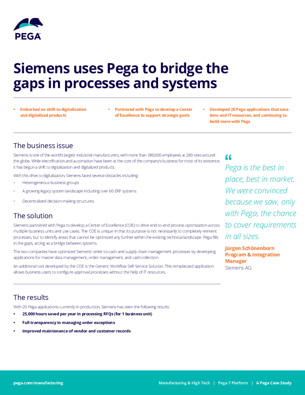 Siemens uses Pega to bridge gaps in processes and systems