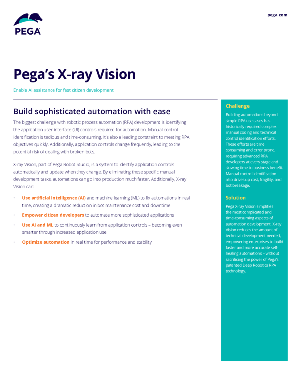 Pega RPA X-ray Vision Datasheet