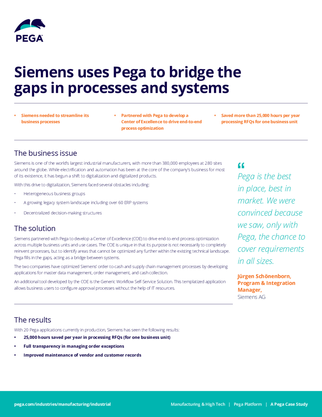 Siemen's saved 25,000 hours a year in processing RFQS