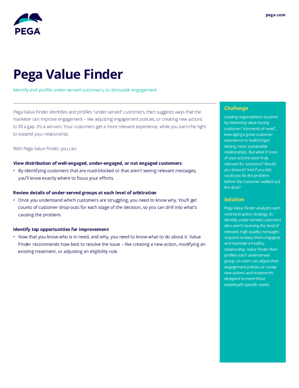Pega Value Finder Data Sheet