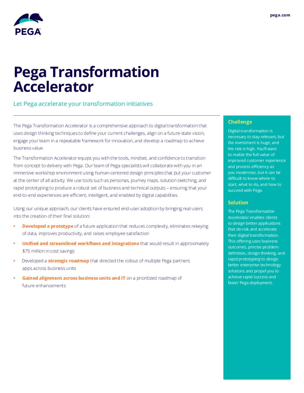 Transformation Accelerator - Data Sheet