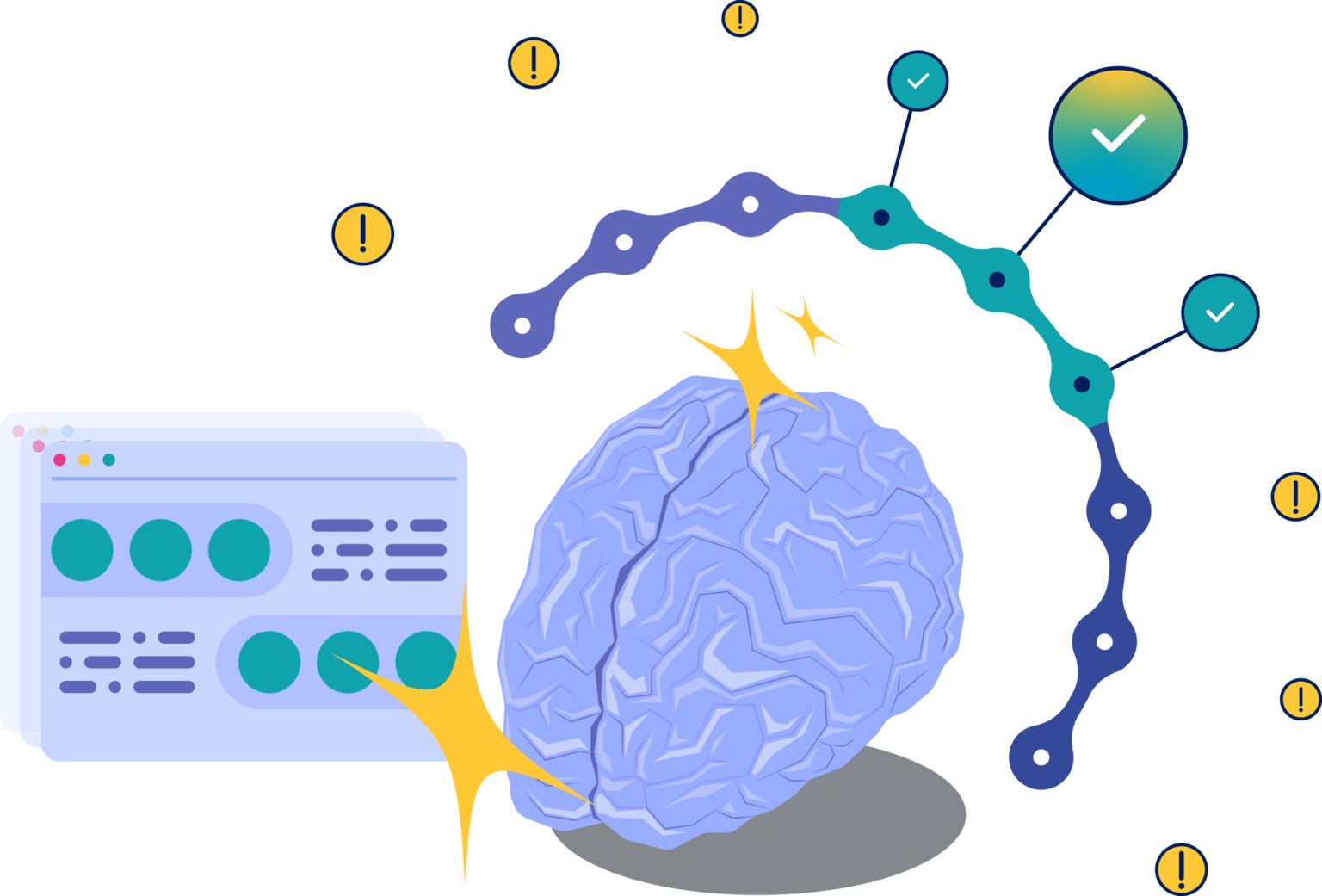 Graphic art depicting AI-powered decisioning