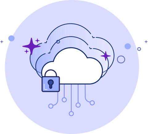 Graphic art depicting a secure Cloud data library