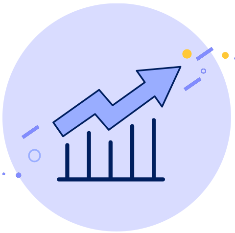 Stylized graphic depicting a sales graph