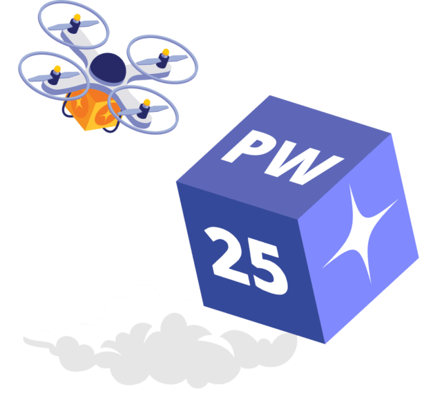 PegaWorld 2025 logo with illustration of drone and cloud