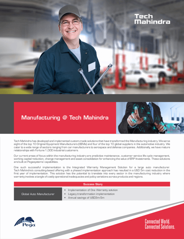 Tech Mahindra Manufacturing | Pega